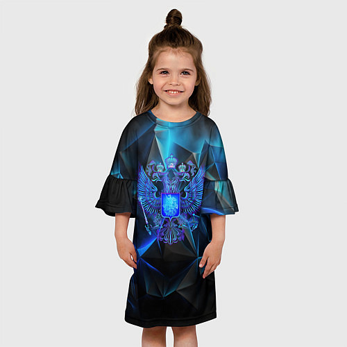 Детское платье Неоновый синий герб РФ / 3D-принт – фото 3