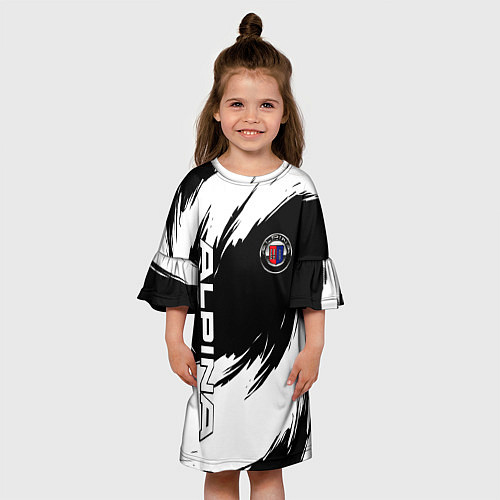 Детское платье Alpina - белые завихрения / 3D-принт – фото 3