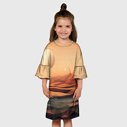 Платье клеш для девочки Загадочная планета, цвет: 3D-принт — фото 2