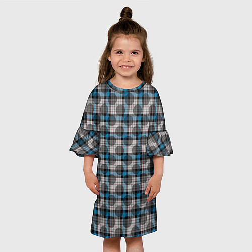 Детское платье Синяя Шотландка в горох / 3D-принт – фото 3