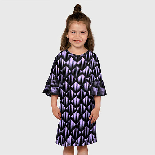 Детское платье Фиолетовые выпуклые ромбы / 3D-принт – фото 3