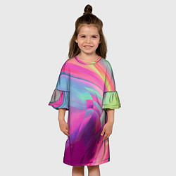 Платье клеш для девочки Неоновая геометрическая абстракция, цвет: 3D-принт — фото 2