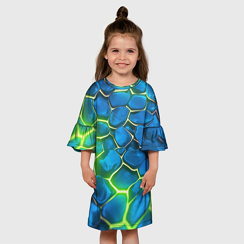 Детское платье Green blue neon / 3D-принт – фото 3