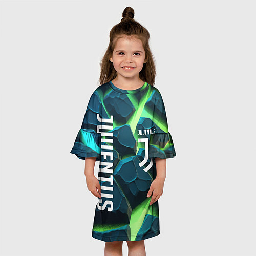 Детское платье Juventus green neon / 3D-принт – фото 3