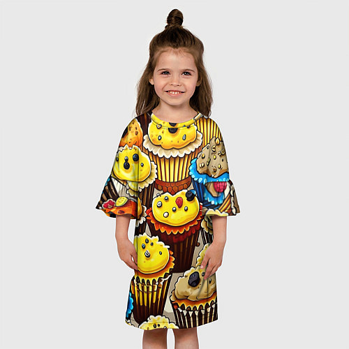 Детское платье Вкусный принт - кексы от нейросети / 3D-принт – фото 3