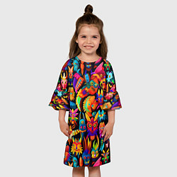 Платье клеш для девочки Мифические монстрики, цвет: 3D-принт — фото 2