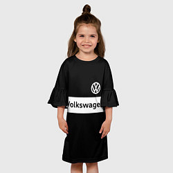 Платье клеш для девочки Фольцваген - черный и белый, цвет: 3D-принт — фото 2