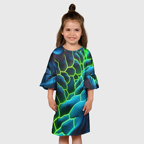 Детское платье Зеленые текстурные плиты / 3D-принт – фото 3