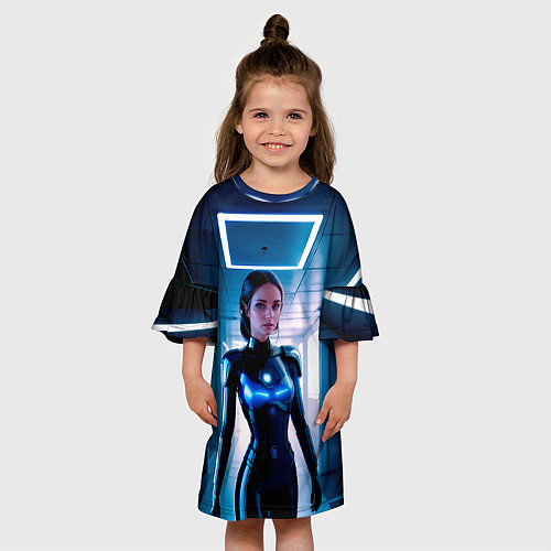 Детское платье Девушка биоробот на космической станции / 3D-принт – фото 3