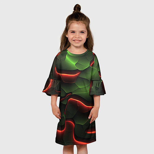 Детское платье Объемные красно зеленые плиты / 3D-принт – фото 3