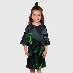 Платье клеш для девочки Juventus black green logo, цвет: 3D-принт — фото 2