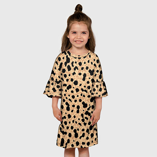 Детское платье Пятнистый паттерн светло-коричневый / 3D-принт – фото 3