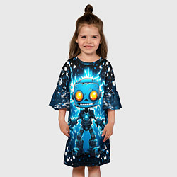 Платье клеш для девочки Робот - comics art style, цвет: 3D-принт — фото 2