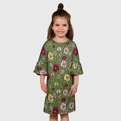 Платье клеш для девочки Летний луг - паттерн, цвет: 3D-принт — фото 2