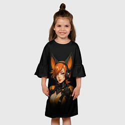 Платье клеш для девочки Девушка лисица геймер, цвет: 3D-принт — фото 2