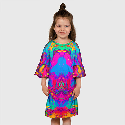 Детское платье Красочная зеркальная абстракция - мода - нейросеть / 3D-принт – фото 3