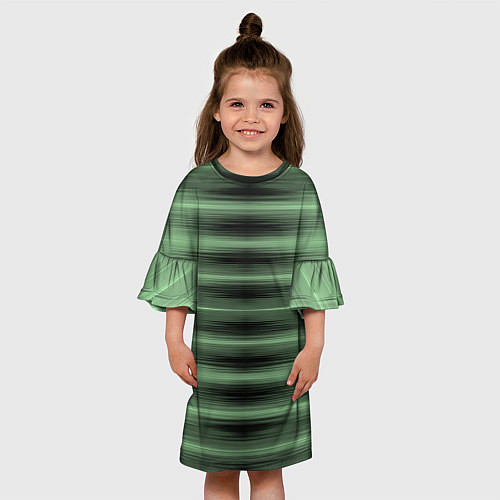 Детское платье Зеленый полосатый градиент / 3D-принт – фото 3