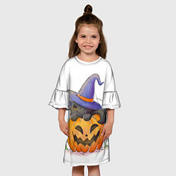 Платье клеш для девочки ХэллоуиН для праздника, цвет: 3D-принт — фото 2