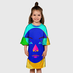 Платье клеш для девочки Девушка монашка с синим лицом, цвет: 3D-принт — фото 2