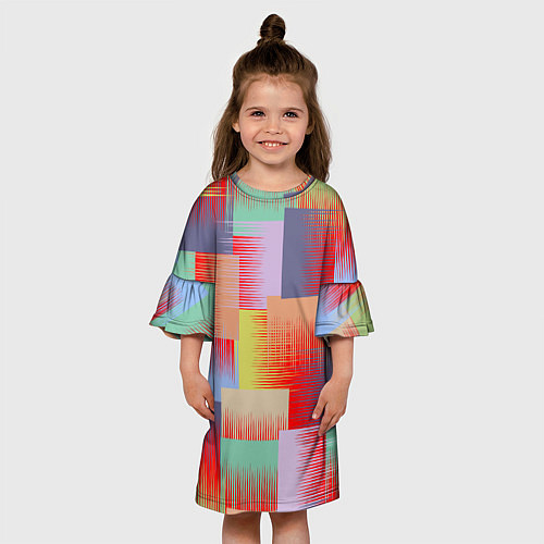 Детское платье Веселая разноцветная клетка / 3D-принт – фото 3