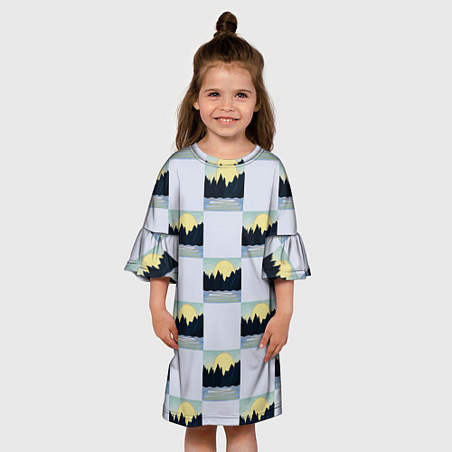 Детское платье Пейзаж горы и солнце / 3D-принт – фото 3
