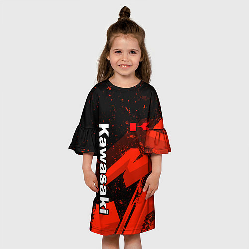 Детское платье Кавасаки - красные брызги / 3D-принт – фото 3