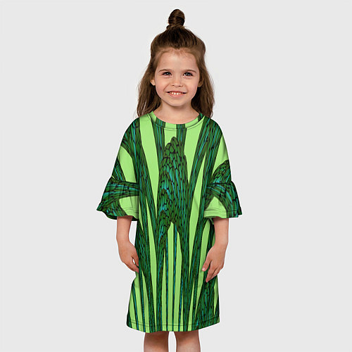 Детское платье Зеленый растительный мотив / 3D-принт – фото 3