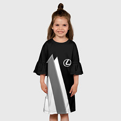 Платье клеш для девочки Лексус - спортивный серый, цвет: 3D-принт — фото 2