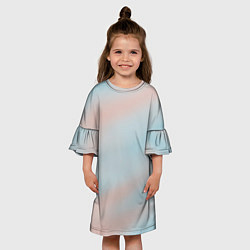 Платье клеш для девочки Нежно розовые и голубые размытия, цвет: 3D-принт — фото 2