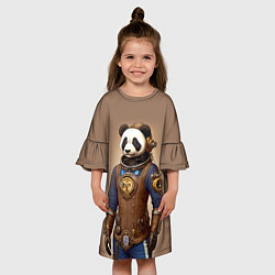 Платье клеш для девочки Крутой панда в стиле стимпанк - нейросеть, цвет: 3D-принт — фото 2