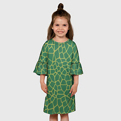 Платье клеш для девочки Зелёная текстура - нейросеть, цвет: 3D-принт — фото 2