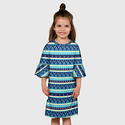 Платье клеш для девочки Синяя этника, цвет: 3D-принт — фото 2