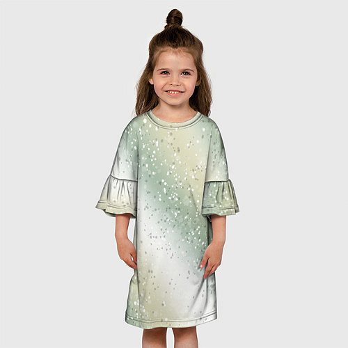 Детское платье Абстрактный бежево-зелёный / 3D-принт – фото 3