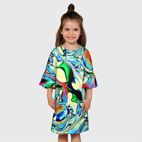 Детское платье Яркие абстрактные разводы / 3D-принт – фото 3