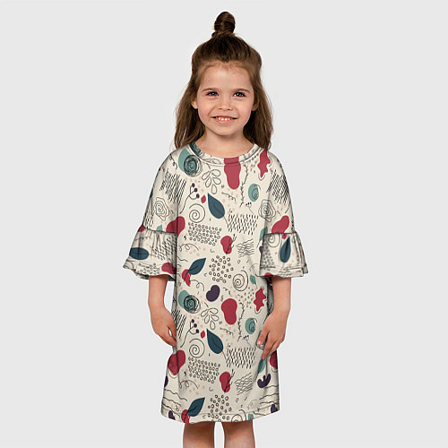 Детское платье Флоральная абстракция с пятнами / 3D-принт – фото 3