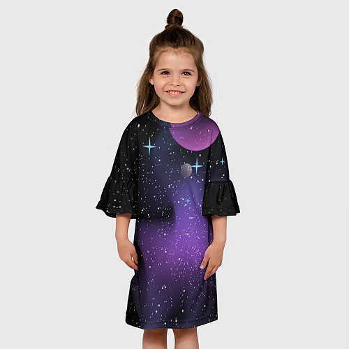 Детское платье Фон космоса звёздное небо / 3D-принт – фото 3