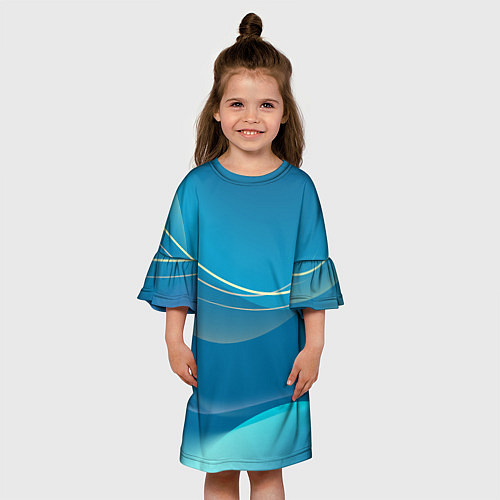 Детское платье Абстрактный голубой фон / 3D-принт – фото 3