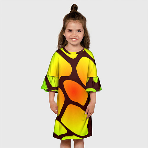 Детское платье Коричневая сеть с цветными пятнами / 3D-принт – фото 3