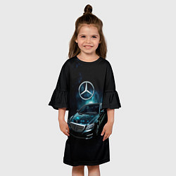 Платье клеш для девочки Mercedes Benz dark style, цвет: 3D-принт — фото 2