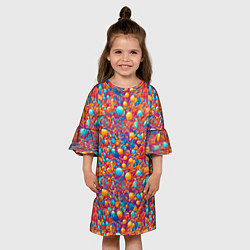 Платье клеш для девочки Разноцветные пузырики узор, цвет: 3D-принт — фото 2