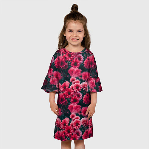 Детское платье Красные цветы узор / 3D-принт – фото 3