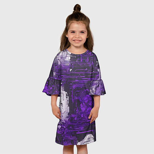 Детское платье Киберпанк заражение фиолетовое / 3D-принт – фото 3