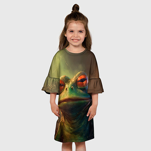 Детское платье Лягушка Пепе натуральная / 3D-принт – фото 3