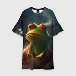 Платье клеш для девочки Frog Pepe, цвет: 3D-принт