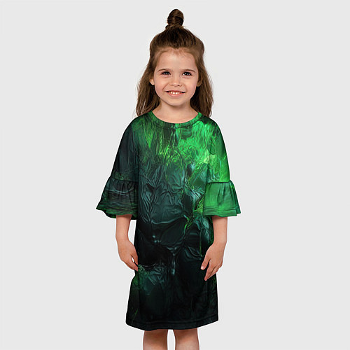 Детское платье Зеленая объемная текстура / 3D-принт – фото 3