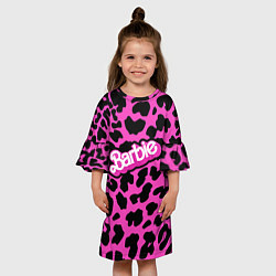 Платье клеш для девочки Барби розовый леопардовый принт, цвет: 3D-принт — фото 2