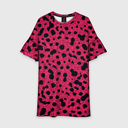 Платье клеш для девочки Пятнистый паттерн розовый, цвет: 3D-принт