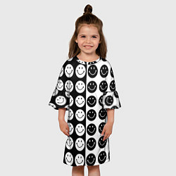 Платье клеш для девочки Smiley black and white, цвет: 3D-принт — фото 2