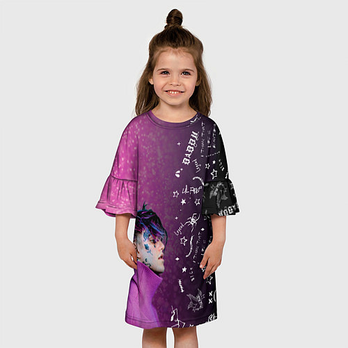 Детское платье Лил Пип тату фиолетовый / 3D-принт – фото 3