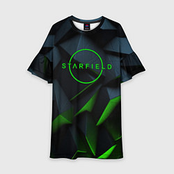 Платье клеш для девочки Starfield black green logo, цвет: 3D-принт